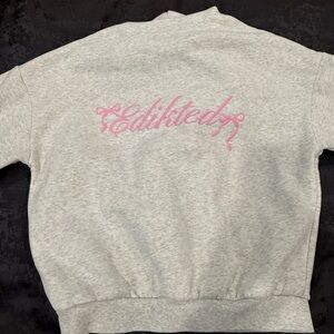 Edikted Gray Sweatshirt with Pink Logo